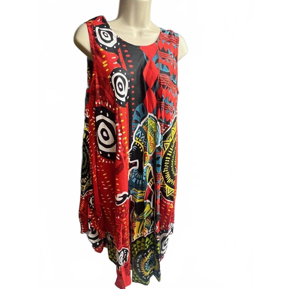 NEW NF women's tropical grace umbrella dress in red multi